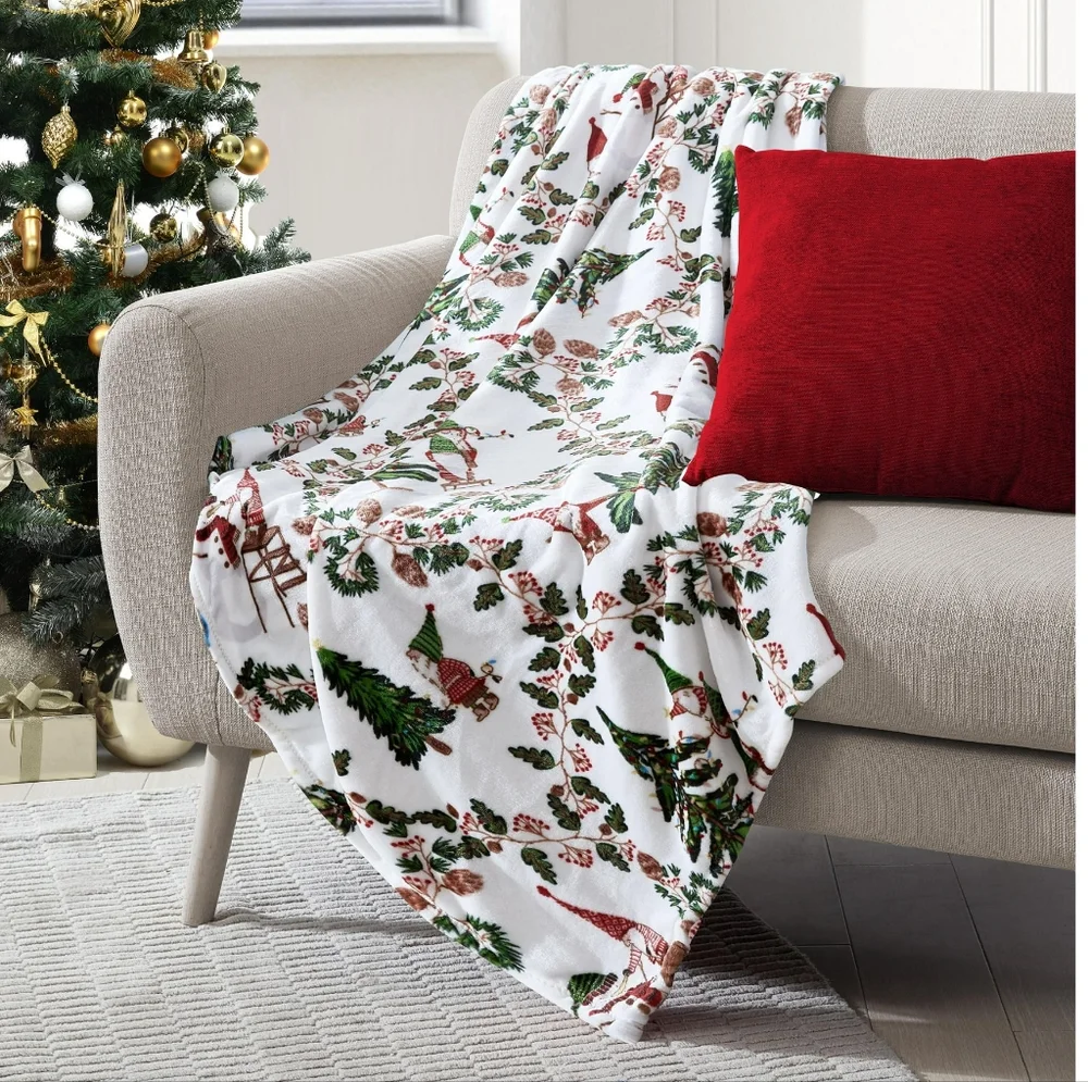 Gnome Christmas Plush Super Soft Blanket Throw 50